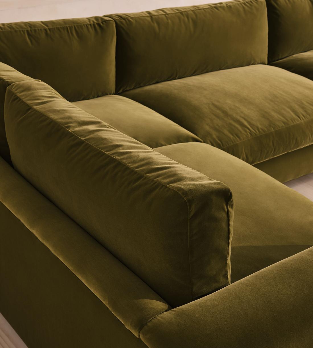 Mossley Left L-Shape Sofa - Velvet - Olive - UK - Images - Image 4