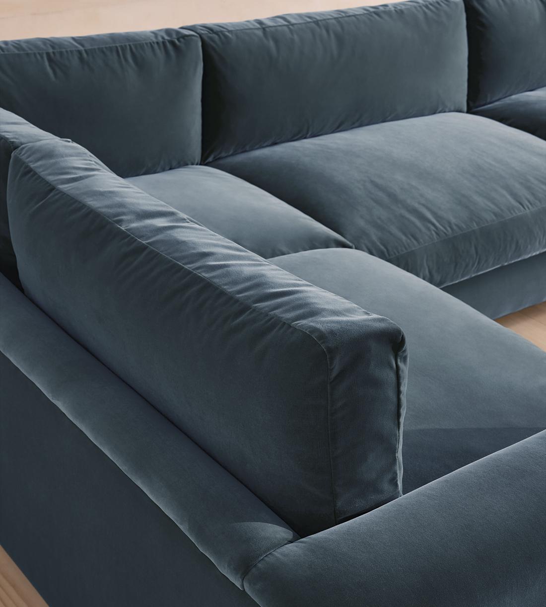 Mossley Left L-Shape Sofa - Velvet - Grey Blue - UK - Images - Image 4
