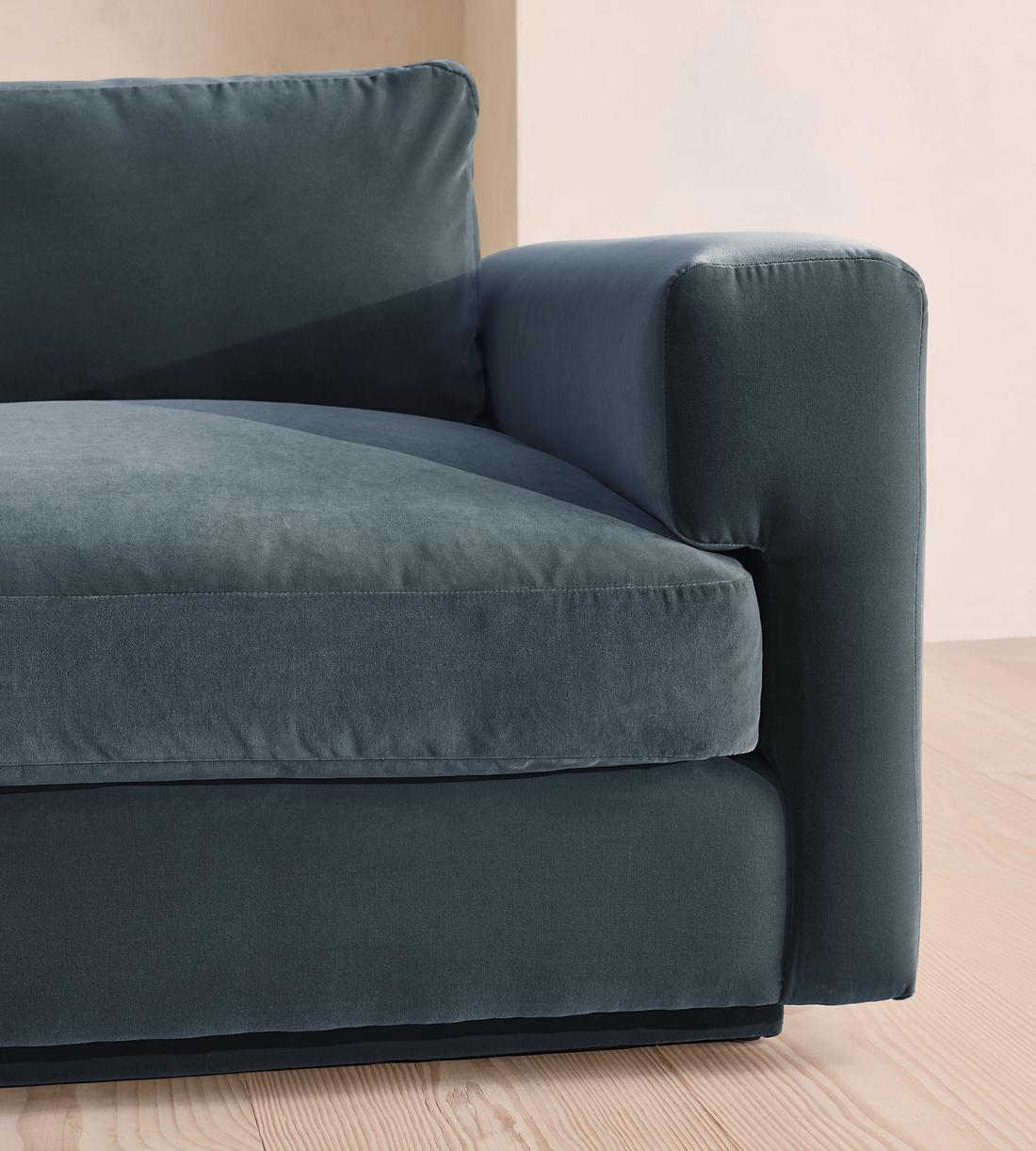 Mossley Left L-Shape Sofa - Velvet - Grey Blue - UK - Images - Image 5