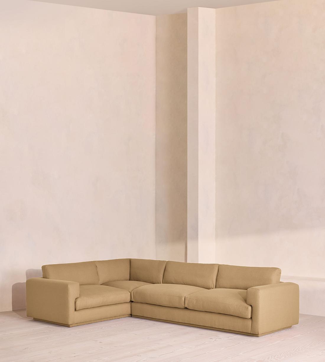 Mossley Left L-Shape Sofa - Linen - Wheat - UK - Listing - Image 1