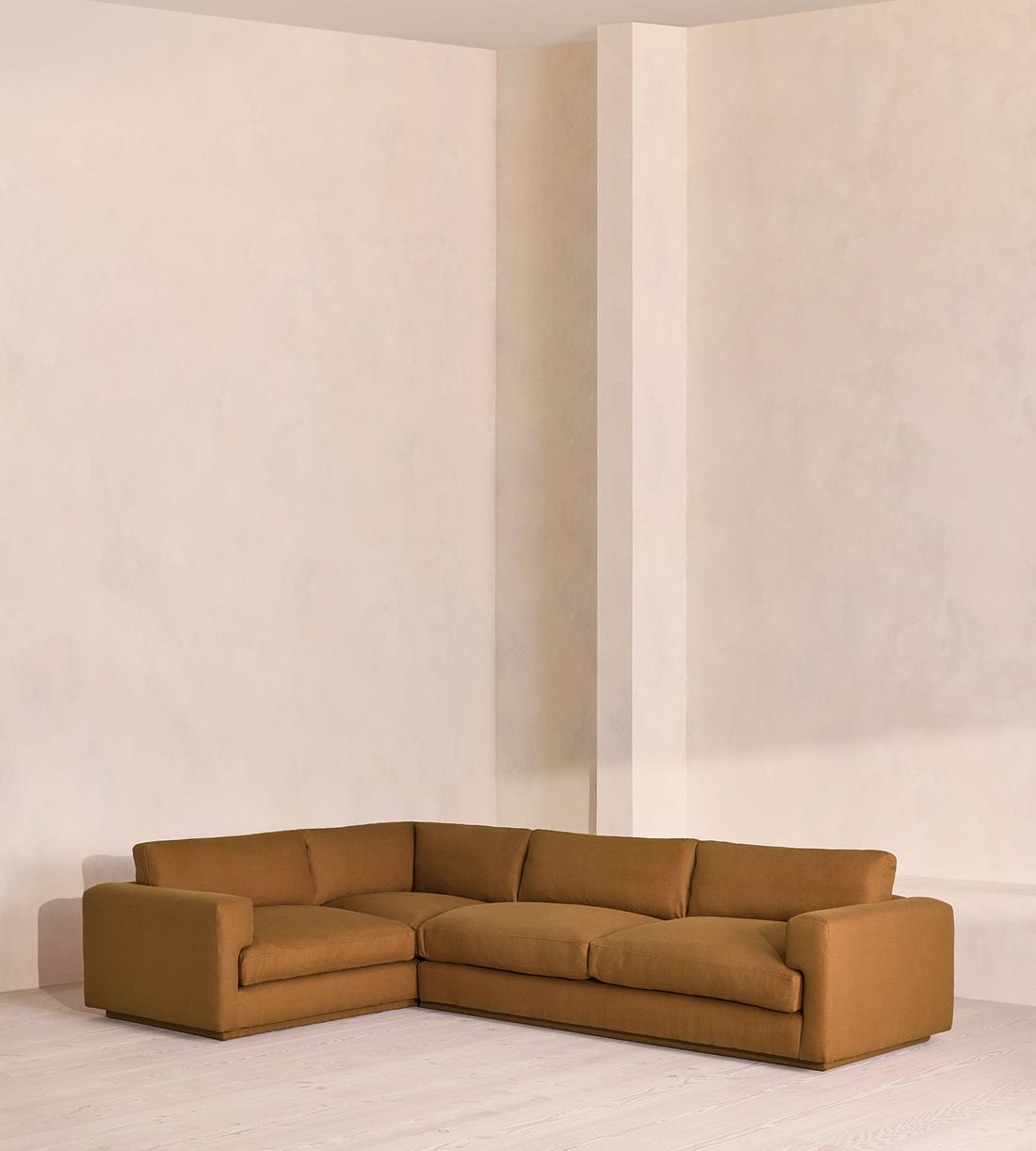 Mossley Left L-Shape Sofa - Linen - Ochre - UK - Listing - Image 1