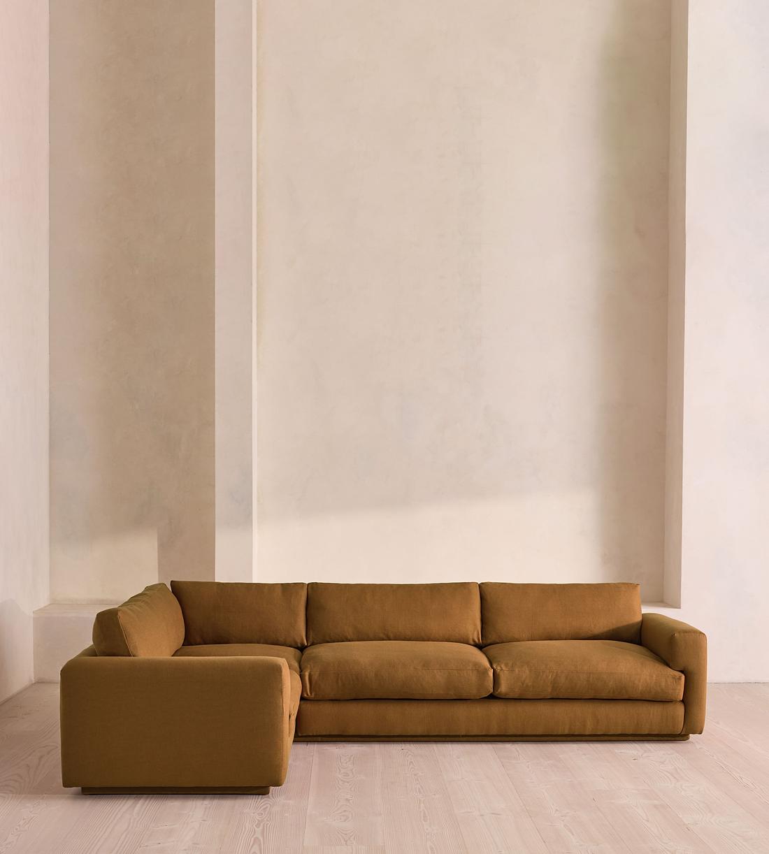 Mossley Left L-Shape Sofa - Linen - Ochre - UK - Listing - Image 2