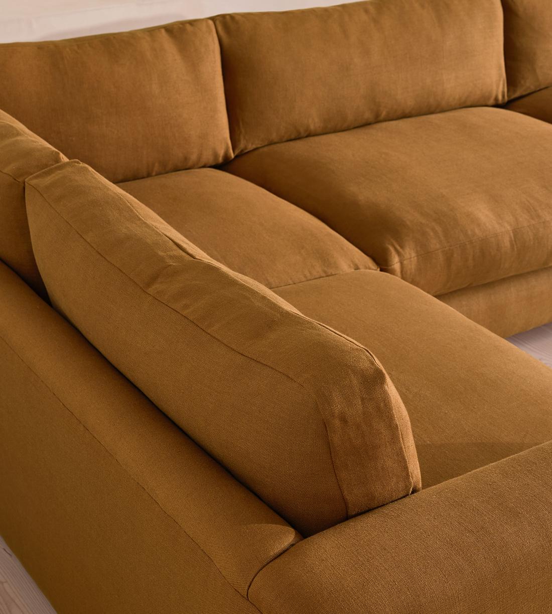 Mossley Left L-Shape Sofa - Linen - Ochre - UK - Images - Image 4