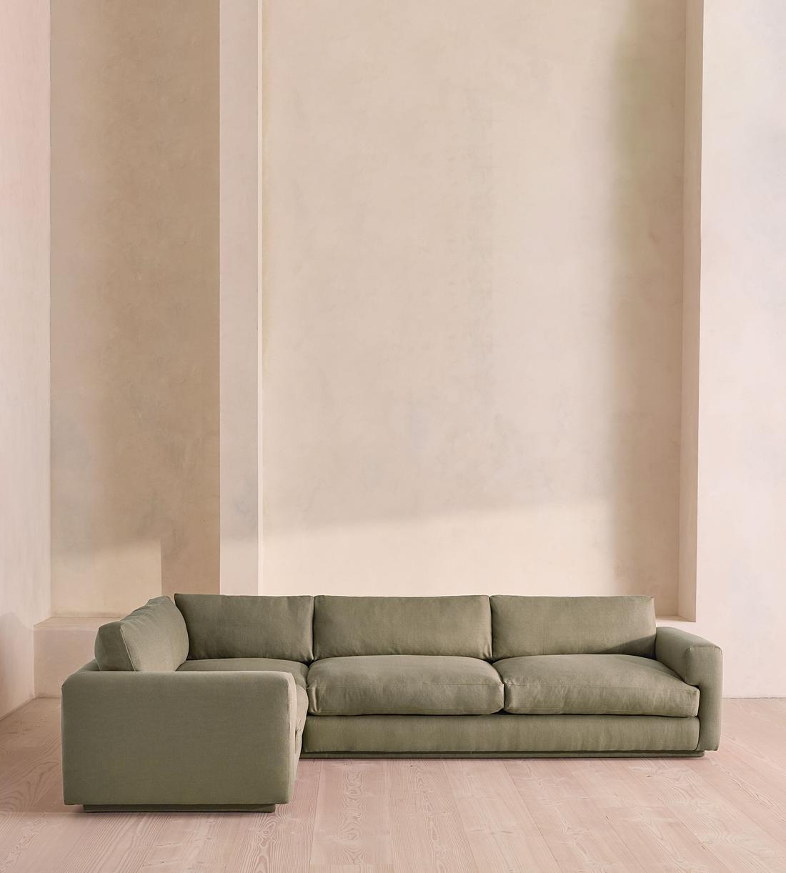 Mossley Left L-Shape Sofa - Linen - Sage - UK - Listing - Image 2
