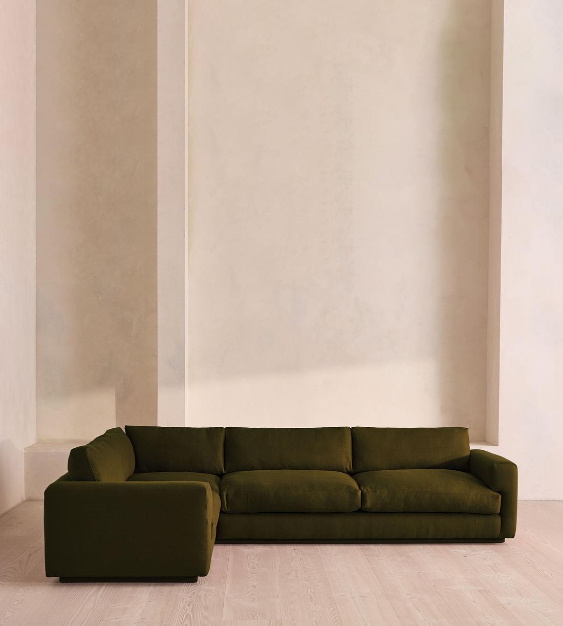 Mossley Left L-Shape Sofa - Linen - Olive - UK - Listing - Image 2