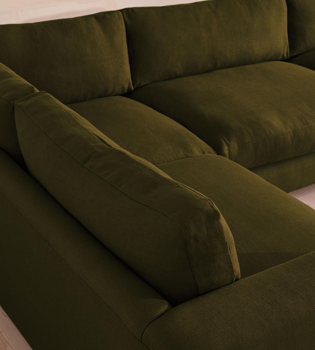 Mossley Left L-Shape Sofa - Linen - Olive - UK - Images - Image 4