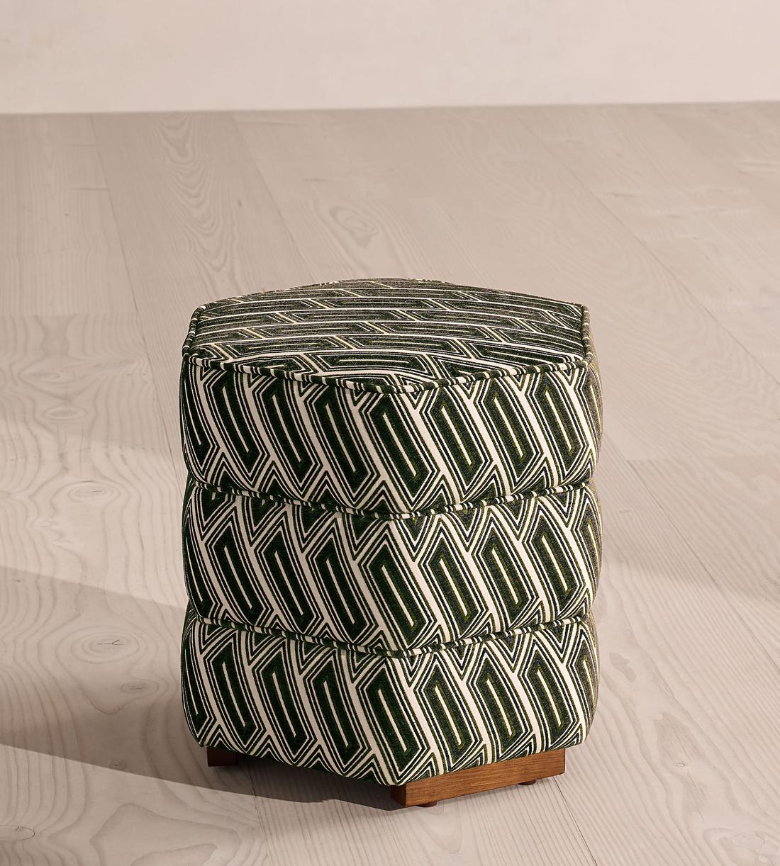 Lyla Footstool - Vende Jacquard - Olive - UK - Listing - Image 2