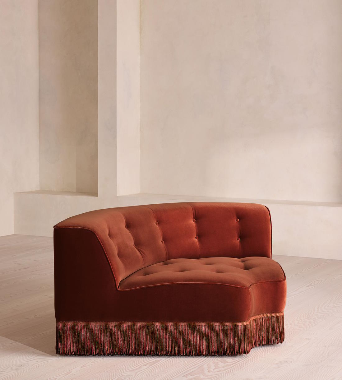 Elowen Modular Sofa - Left Arm Module - Velvet - Rust - UK - Image 2