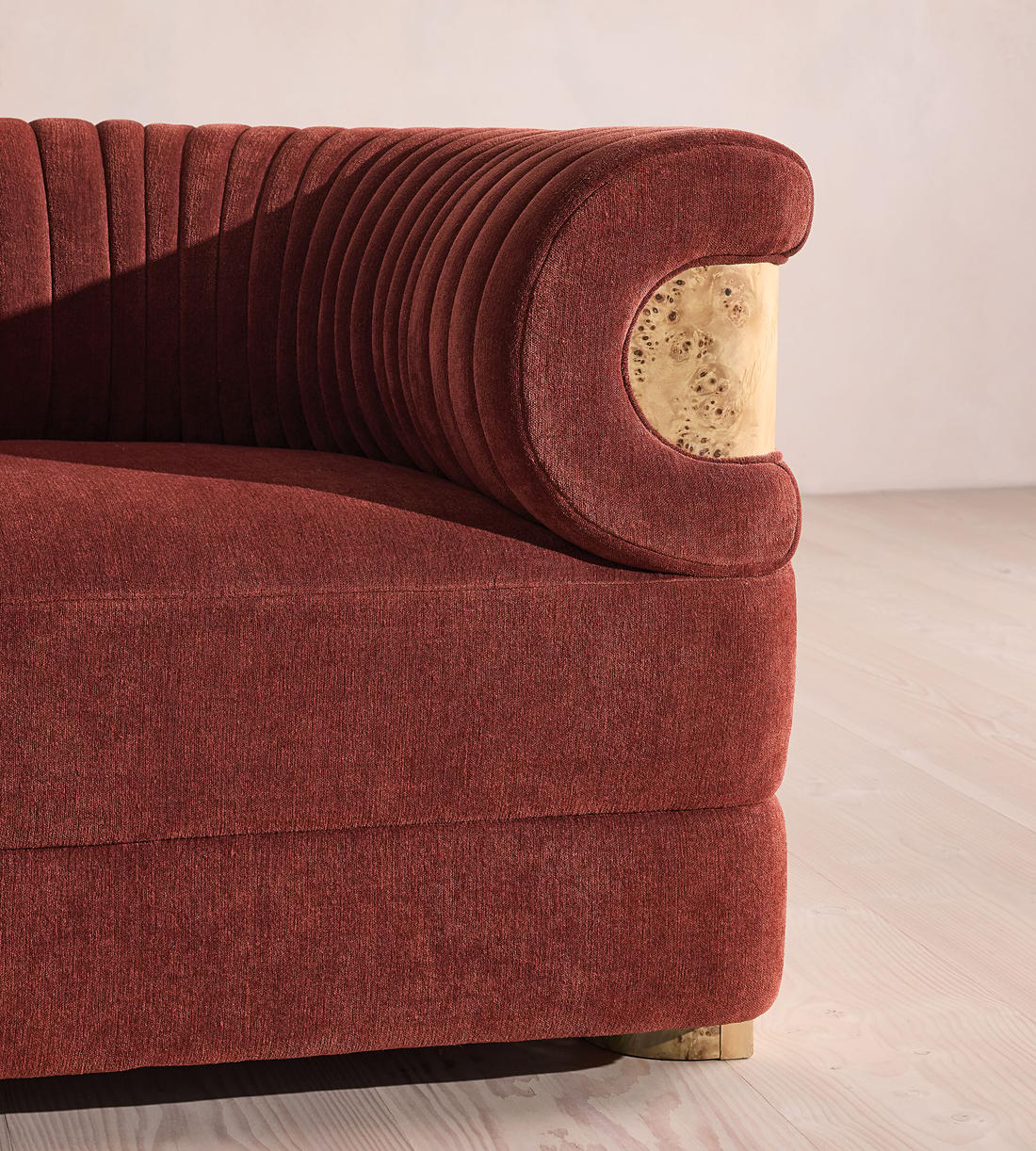 Caleb Armchair - Blonde Burl - Linen Chenille Rust - UK - Images - Image 5