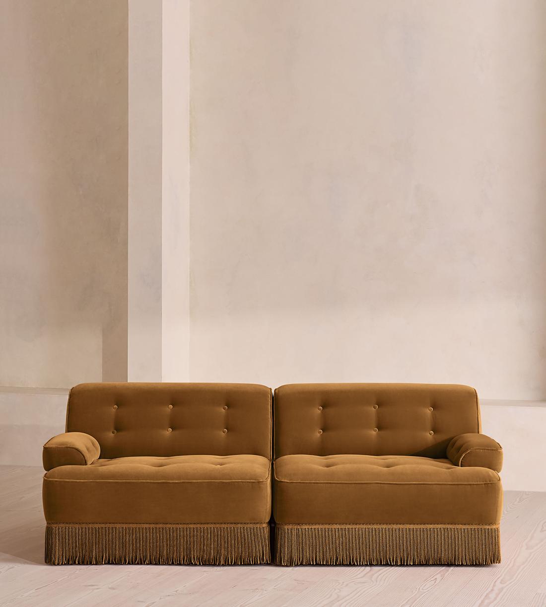 Elowen Modular Sofa - Three Seater - Velvet - Mustard UK - Listing - Image 1