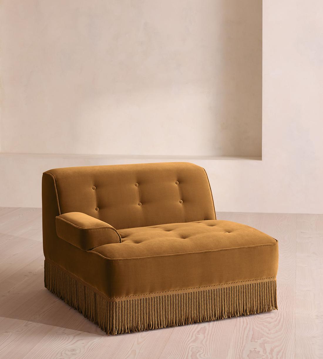 Elowen Modular Sofa - Left Arm Module - Velvet - Mustard - UK - Image 1