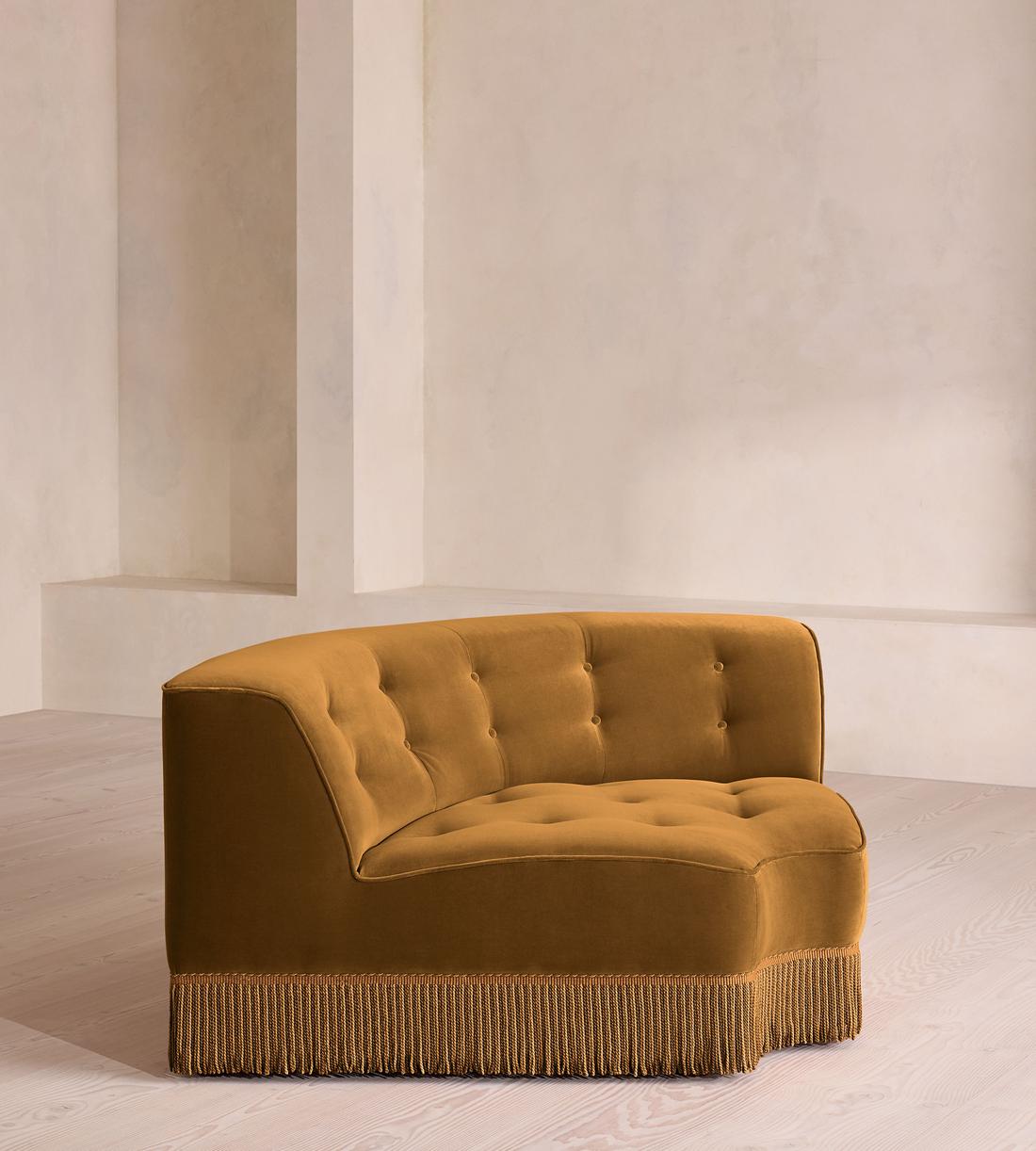 Elowen Modular Sofa - Left Arm Module - Velvet - Mustard - UK - Image 2