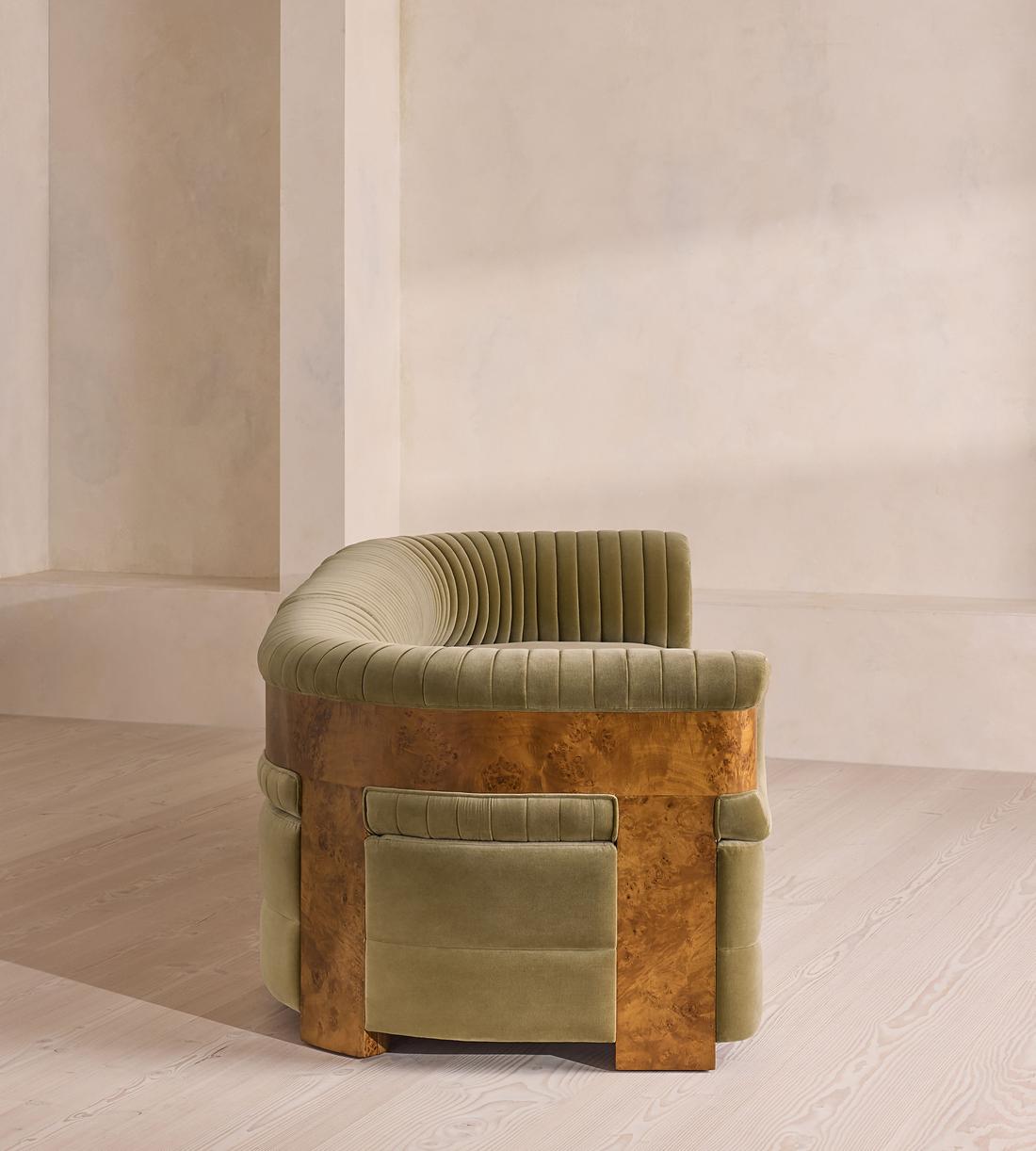 Caleb Modular Four Seater Sofa - Velvet - Lichen - Dark Burl - UK - Images - Image 3