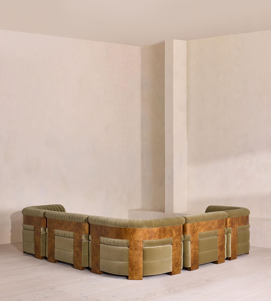 Caleb Modular Corner Sofa - Velvet - Lichen - Dark Burl - UK - Images - Image 3