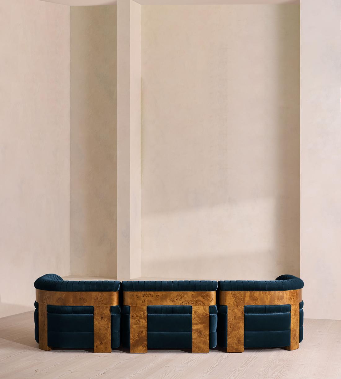 Caleb Modular Four Seater Sofa - Velvet - Royal Blue - Dark Burl - UK - Images - Image 4