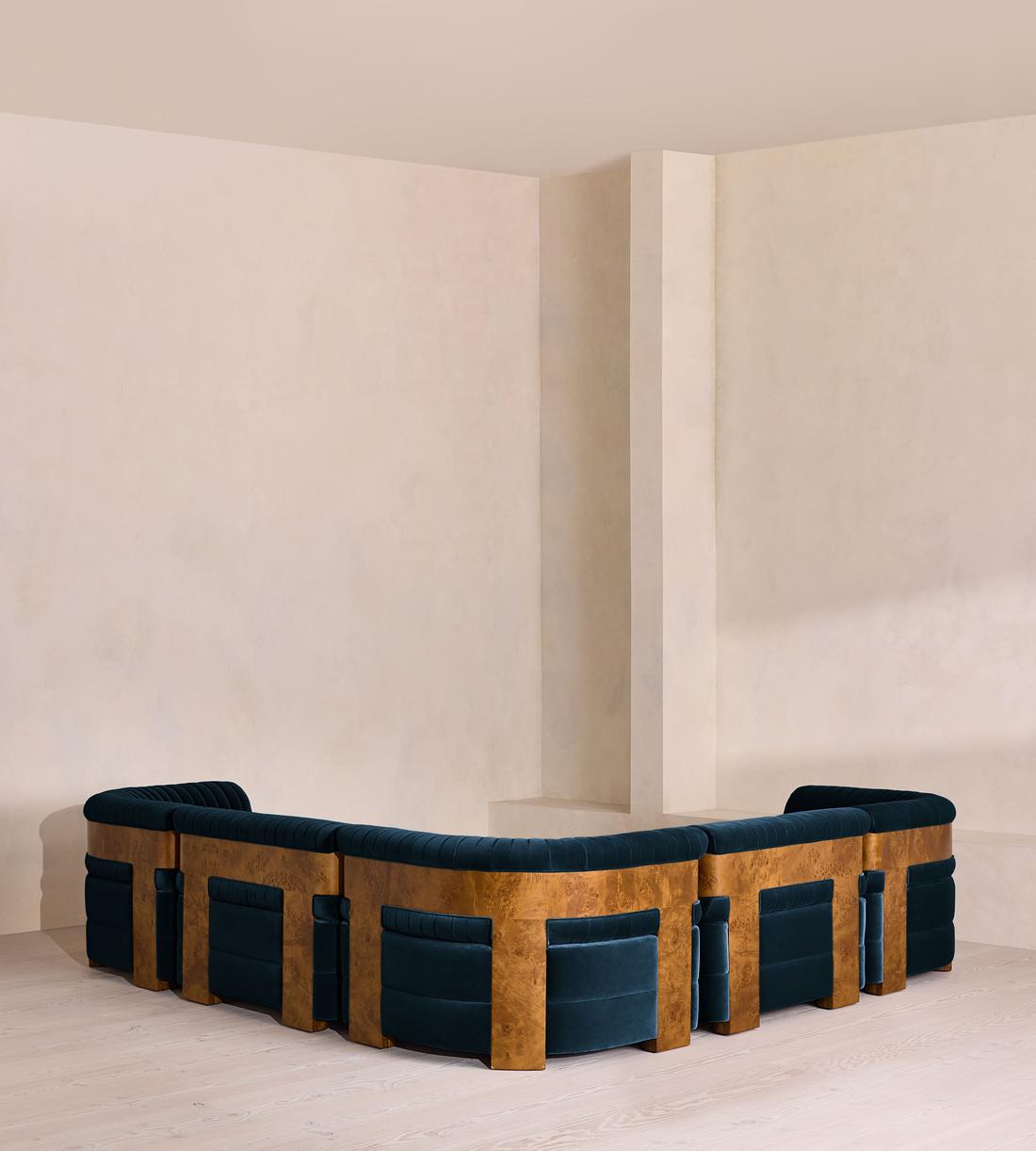 Caleb Modular Corner Sofa - Velvet - Royal Blue - Dark Burl - UK - Images - Image 3