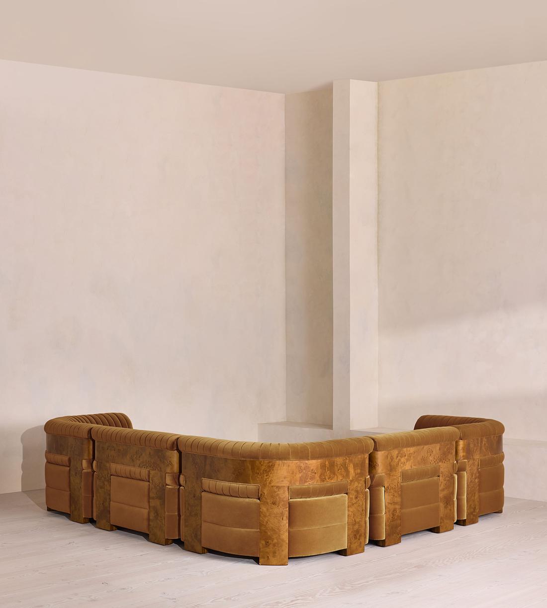 Caleb Modular Corner Sofa - Velvet - Mustard - Dark Burl - UK - Images - Image 3