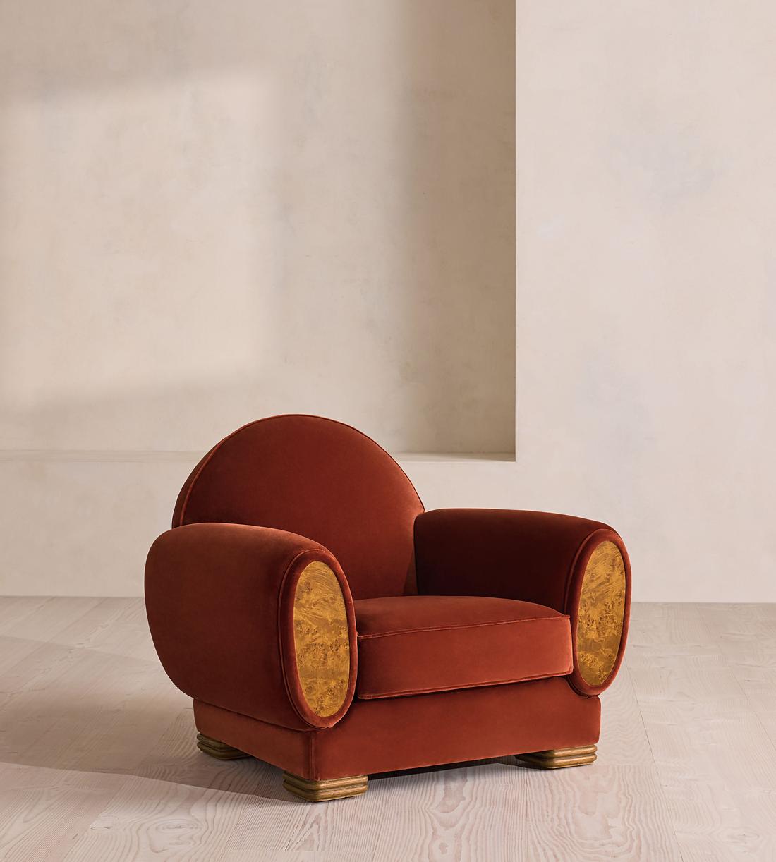 Aubin Armchair - Velvet - Rust - Listing - Image 3