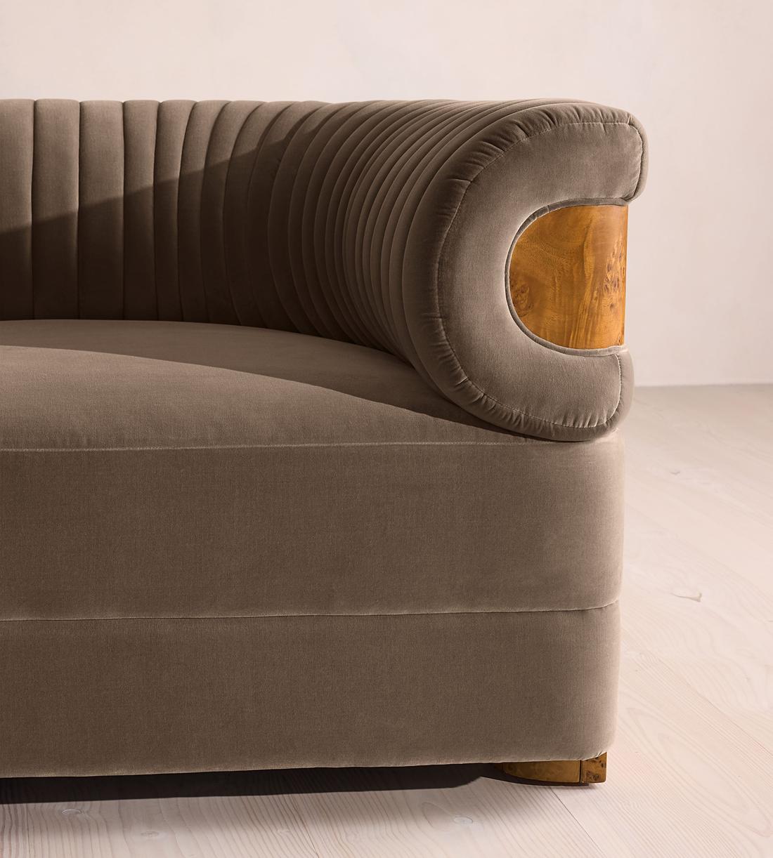 Caleb Modular Four Seater Sofa - Velvet - Taupe - Dark Burl - UK - Images - Image 6