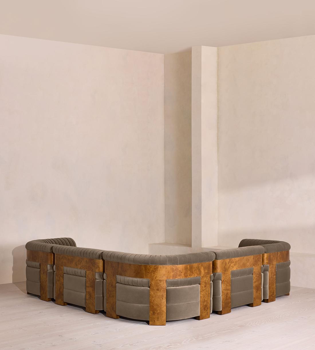 Caleb Modular Corner Sofa - Velvet - Taupe - Dark Burl - UK - Images - Image 3