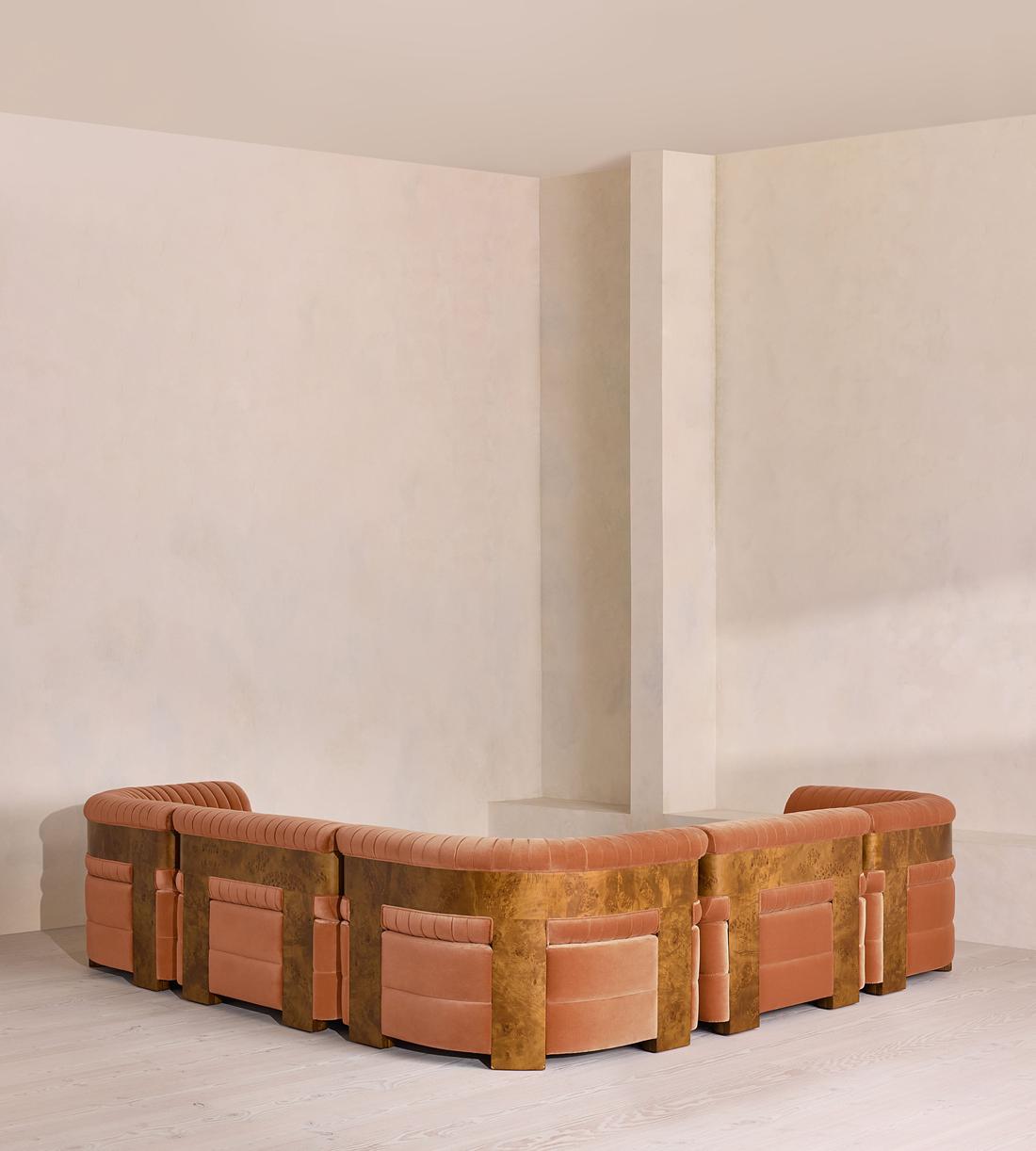 Caleb Modular Corner Sofa - Velvet - Antique Rose - Dark Burl - UK - Images - Image 3