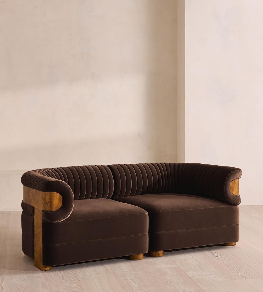Caleb Modular Three Seater Sofa - Velvet - Chocolate - Dark Burl - UK - Listing - Image 2
