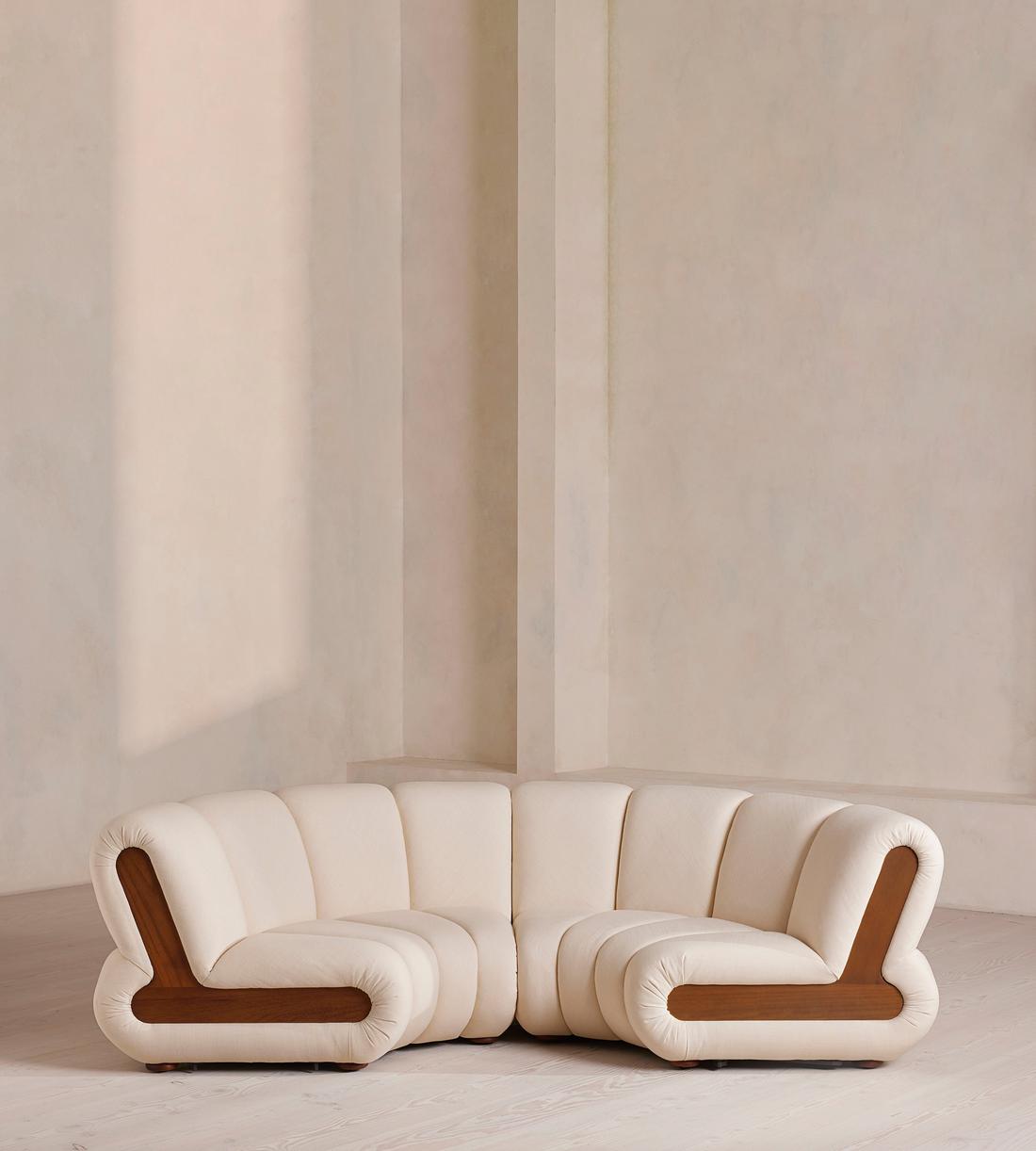 Noelle Outdoor Sectional - Curved - Four Seater Sofa - Off White - US - Listing - Image 1