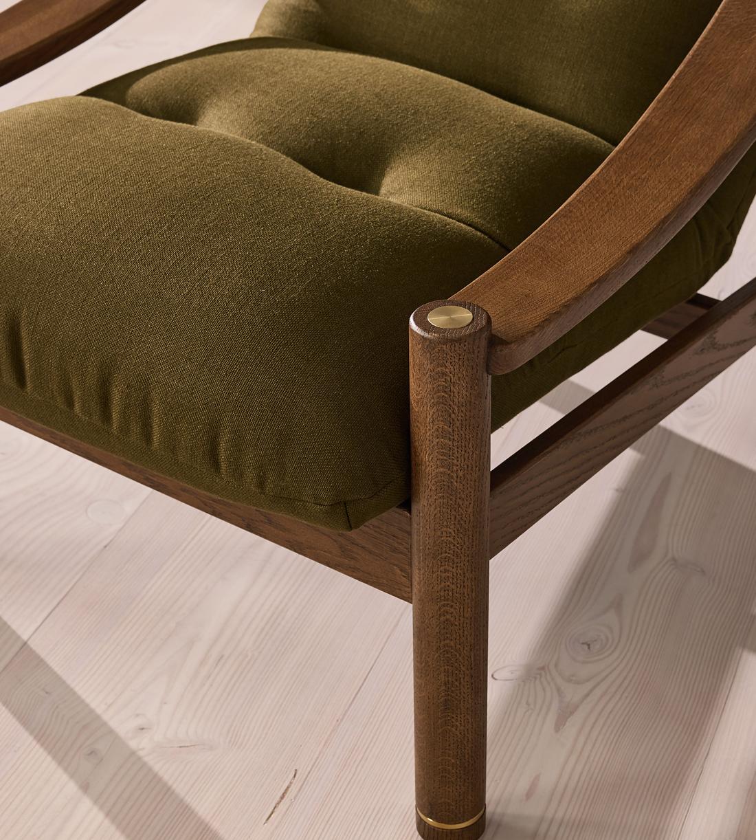 Karine Armchair - Dark Stain - Linen - Olive - UK - Images - Image 5