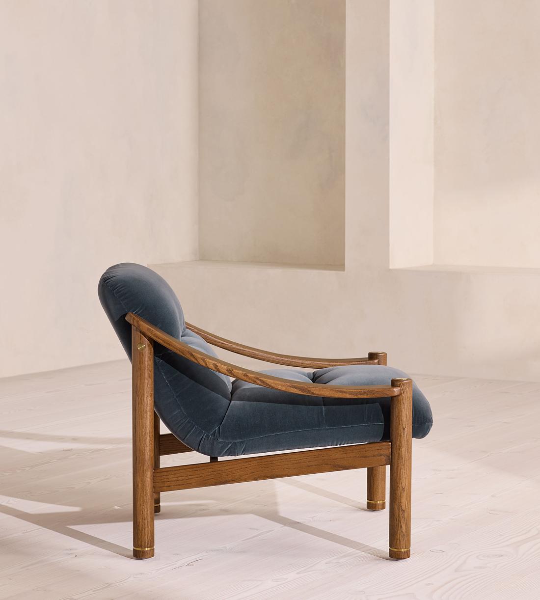 Karine Armchair - Dark Stain - Grey Blue Velvet - UK - Images - Image 3