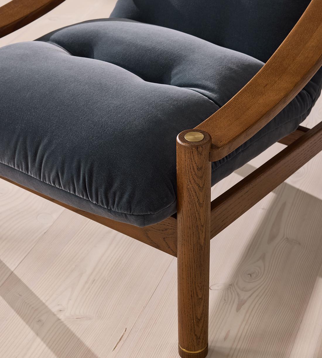 Karine Armchair - Dark Stain - Grey Blue Velvet - UK - Images - Image 5