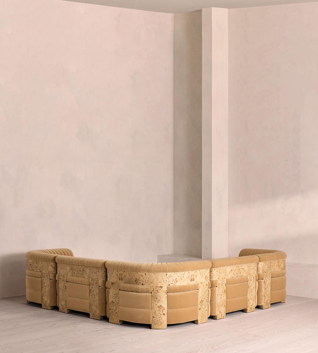 Caleb Modular Corner Sofa - Velvet - Camel - Blonde Burl - UK - Images - Image 3