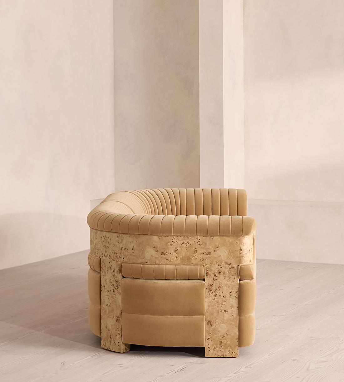 Caleb Modular Three Seater Sofa - Velvet - Camel - Blonde Burl - UK - Images - Image 4