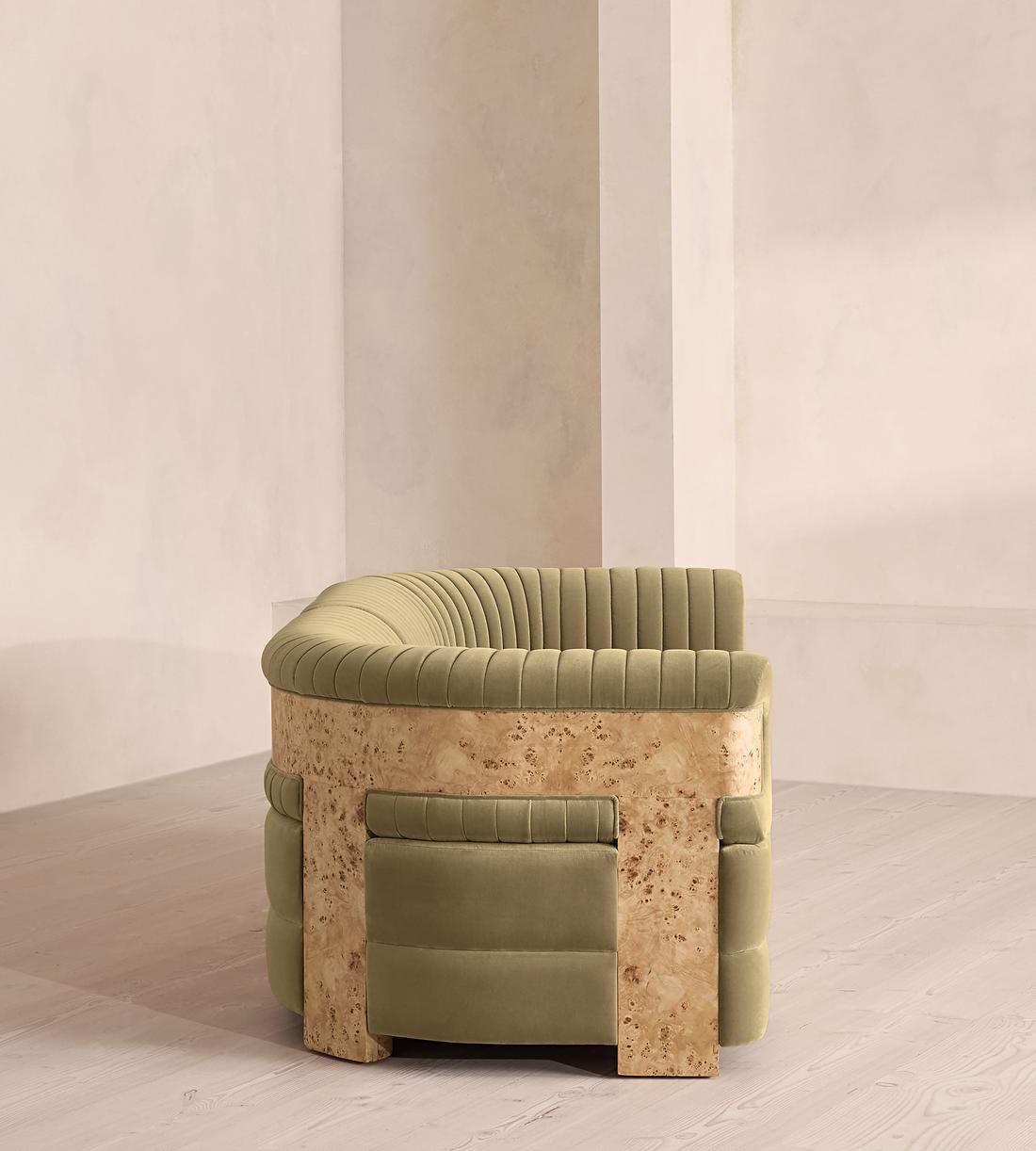 Caleb Modular Three Seater Sofa - Velvet - Lichen - Blonde Burl - Images - Image 3