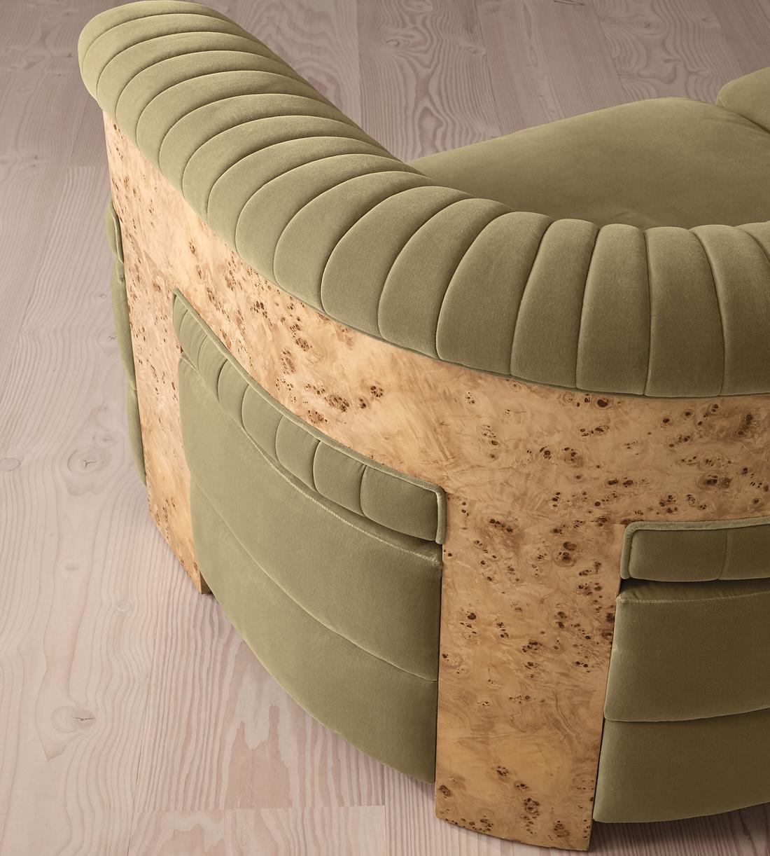 Caleb Modular Three Seater Sofa - Velvet - Lichen - Blonde Burl - Images - Image 5