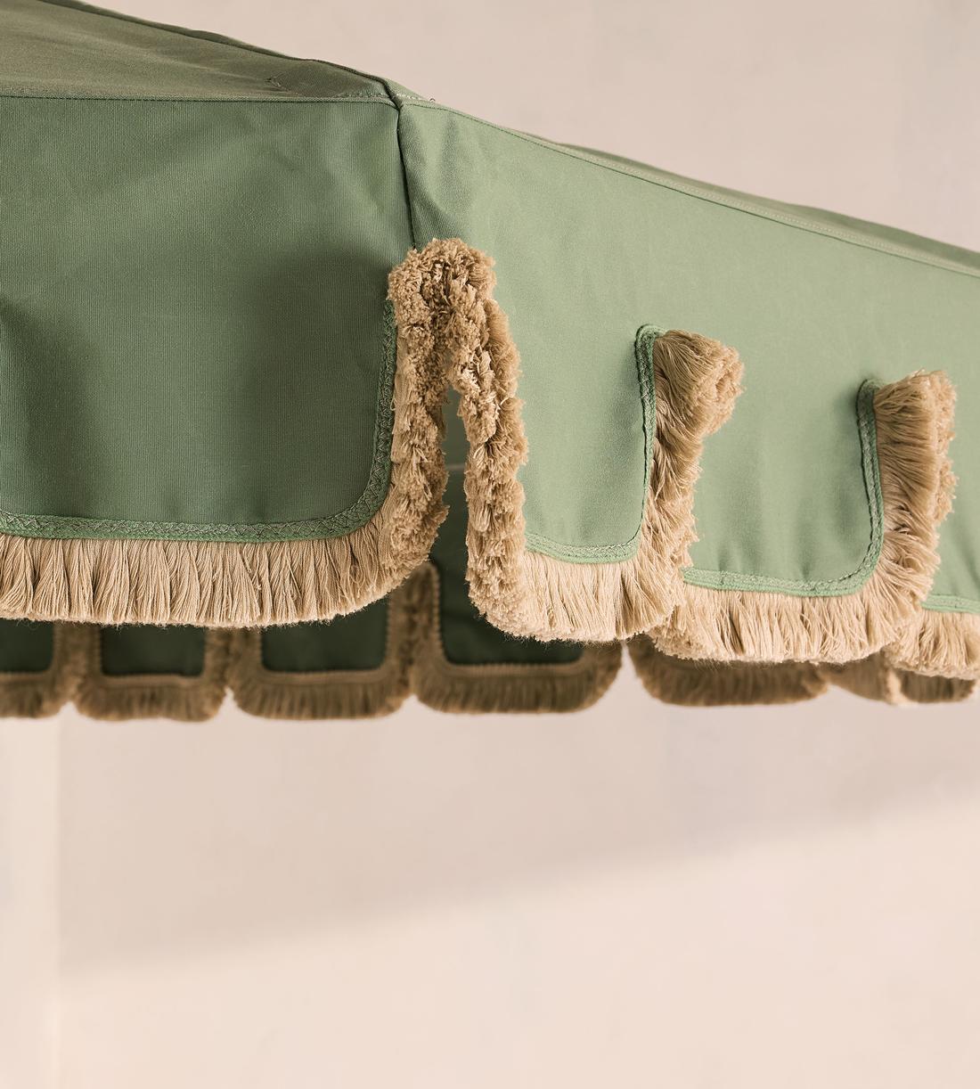 Tuuci Outdoor Parasol - Octagon 2.25m Fringed Sage - Roman Valance - Images - Image 5