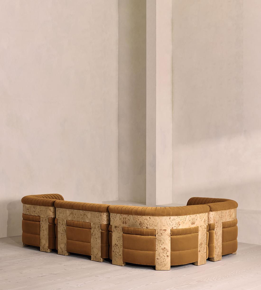 Caleb Modular L-Shape Sofa - Velvet - Mustard - Blonde Burl - UK - Images - Image 3