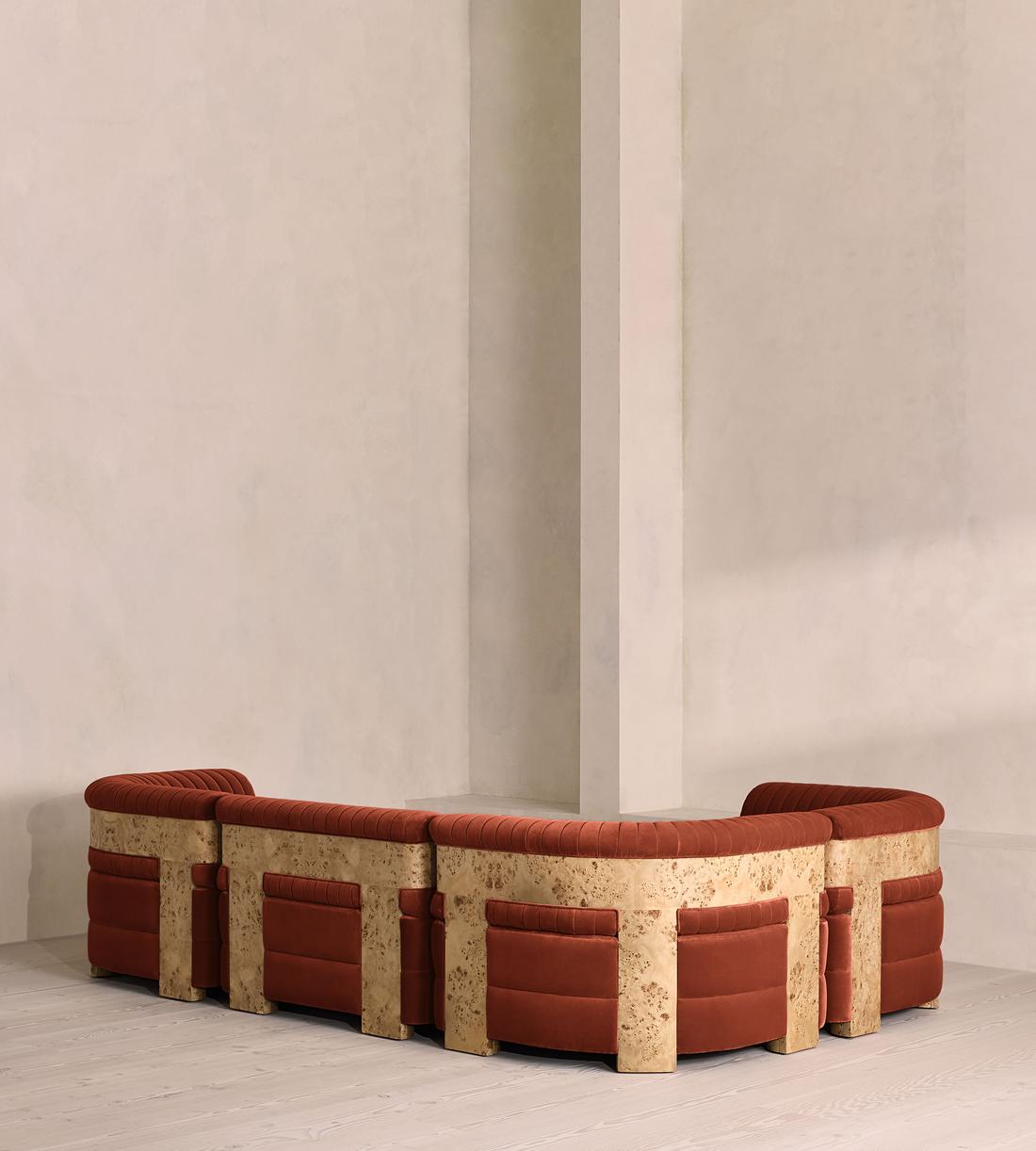 Caleb Modular L-Shape Sofa - Velvet - Rust - Blonde Burl - UK - Images - Image 3