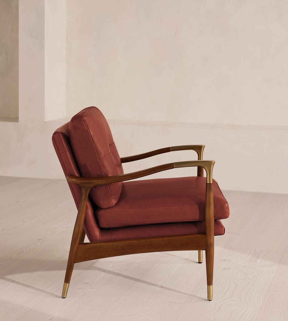 Theodore Armchair - Leather - Sangria - US - Images - Image 3