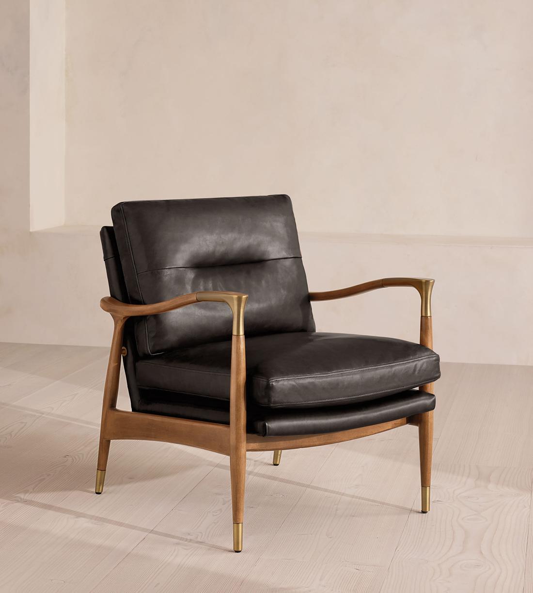 Theodore Oak Armchair - Leather Virtue Black - Listing - Image 1