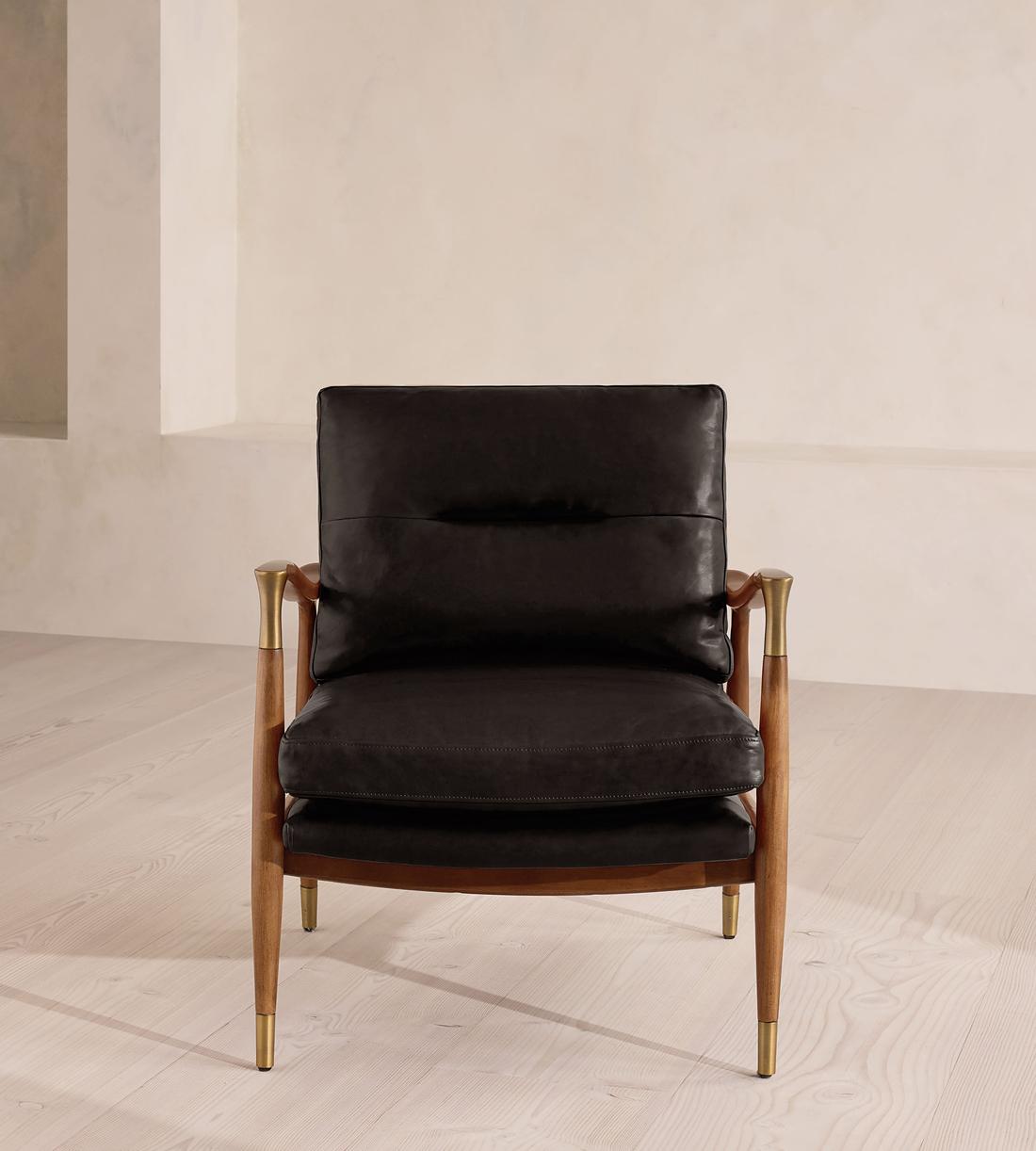 Theodore Oak Armchair - Leather Virtue Black - Listing - Image 2
