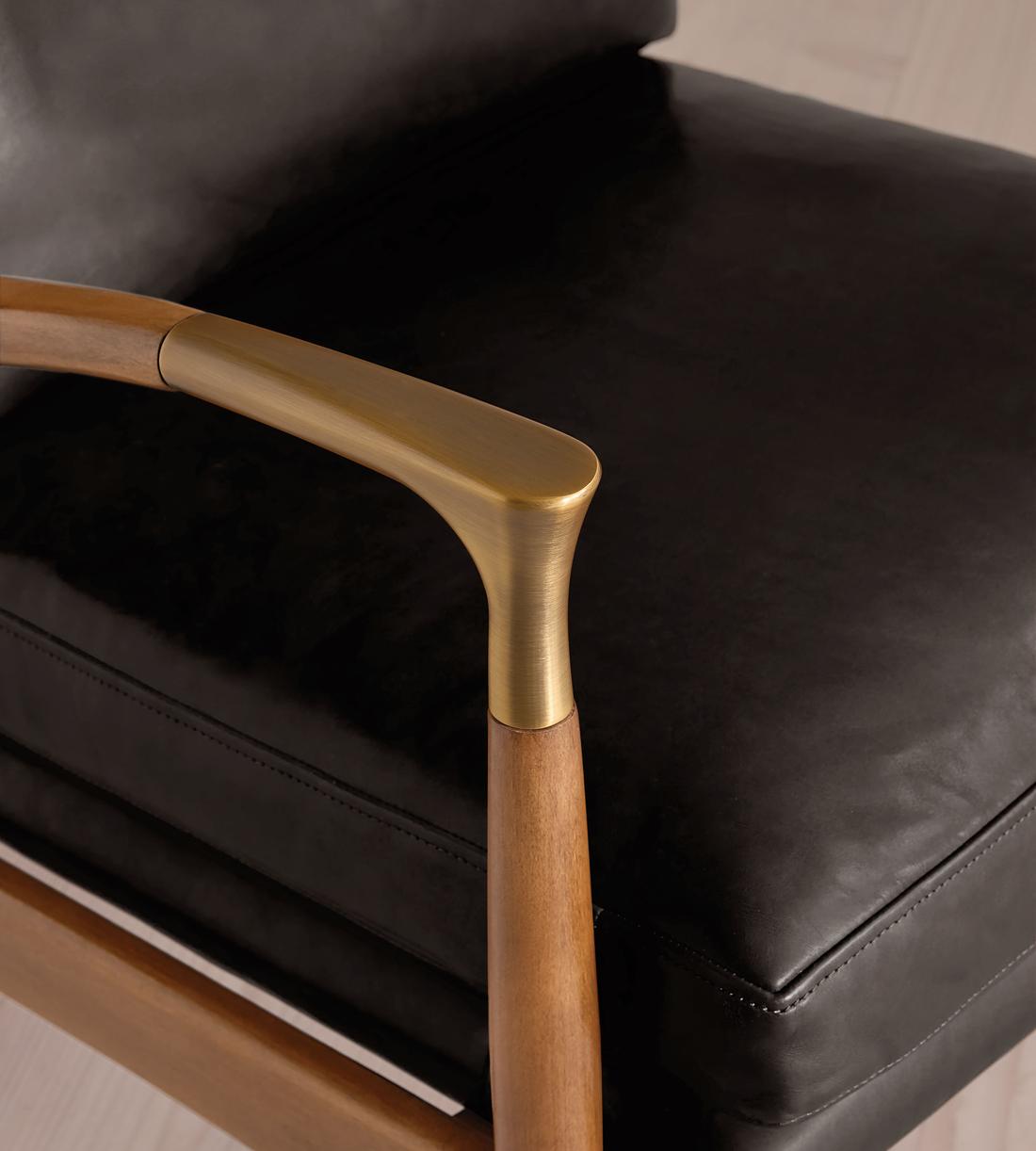 Theodore Oak Armchair - Leather Virtue Black - Images - Image 5