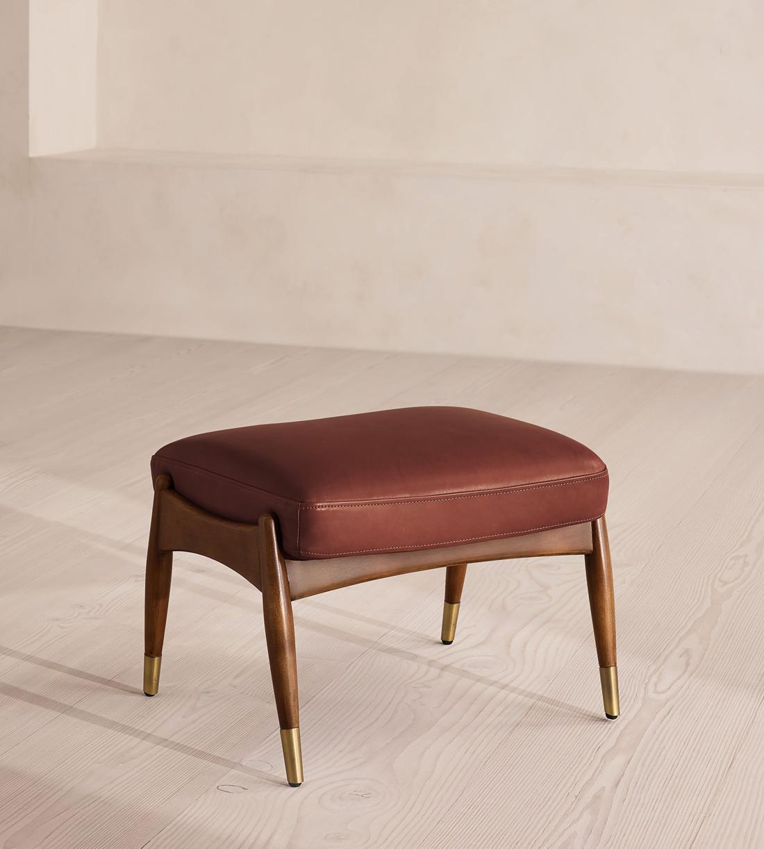 Theodore Footstool - Leather - Sangria - UK - Listing - Image 1