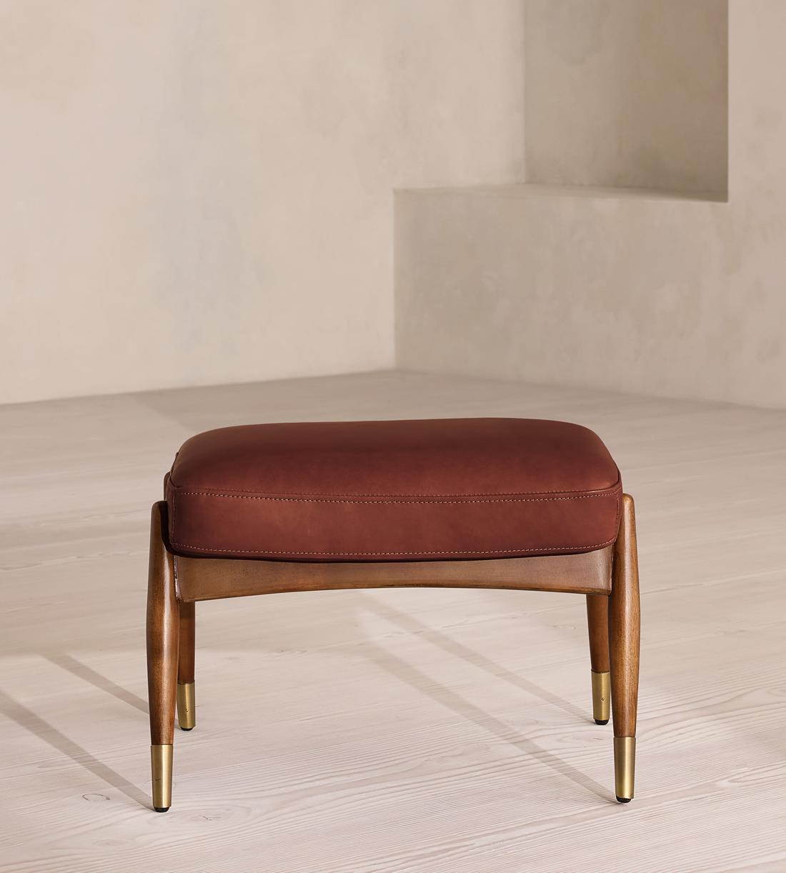 Theodore Footstool - Leather - Sangria - UK - Listing - Image 2