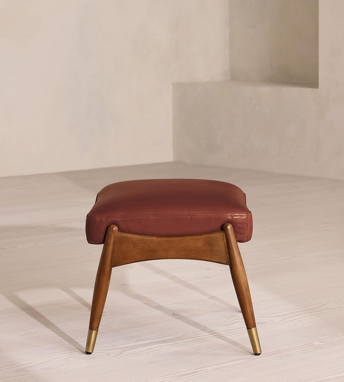 Theodore Footstool - Leather - Sangria - US - Images - Image 3