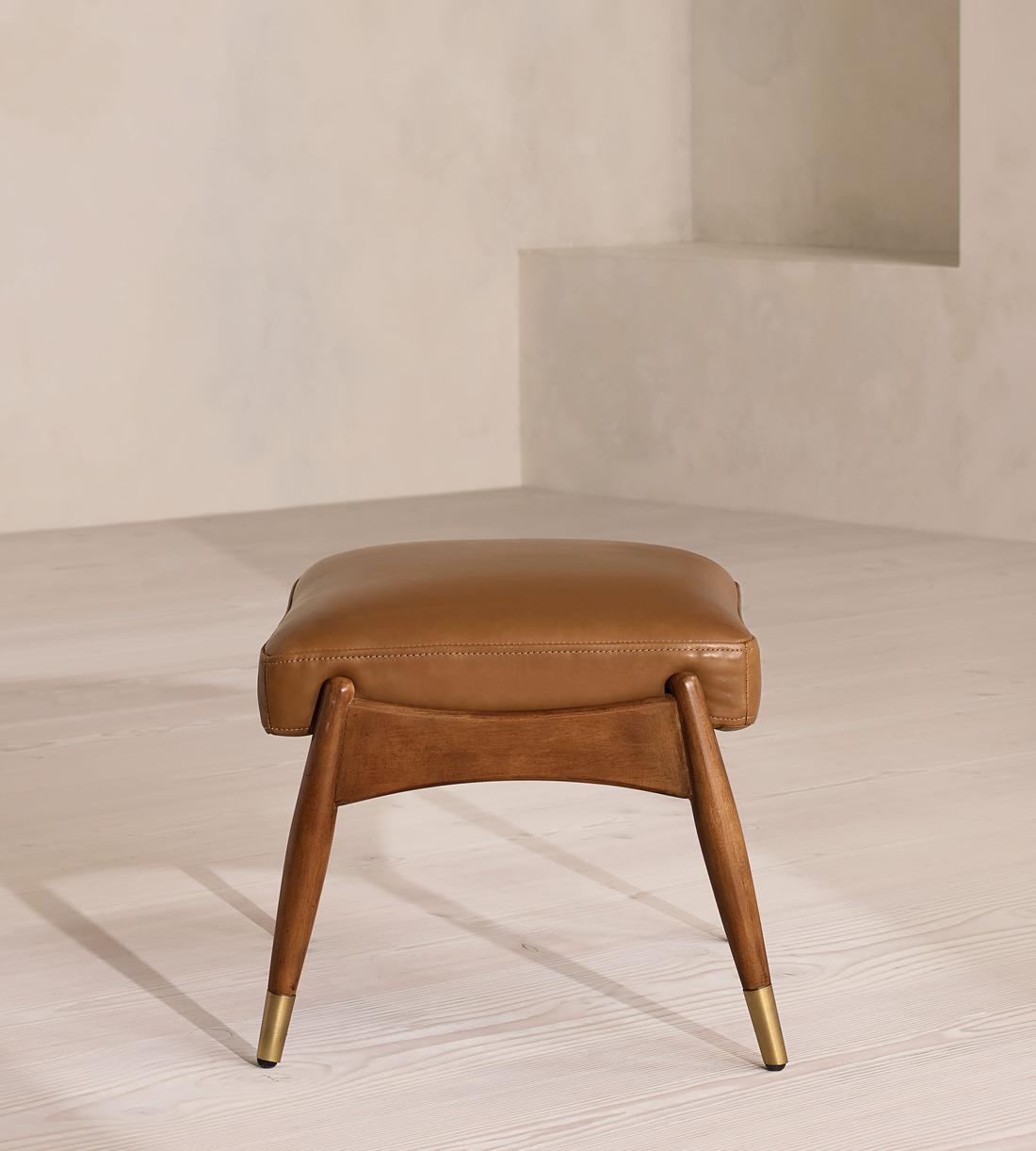 Theodore Footstool - Leather Chestnut - Images - Image 4