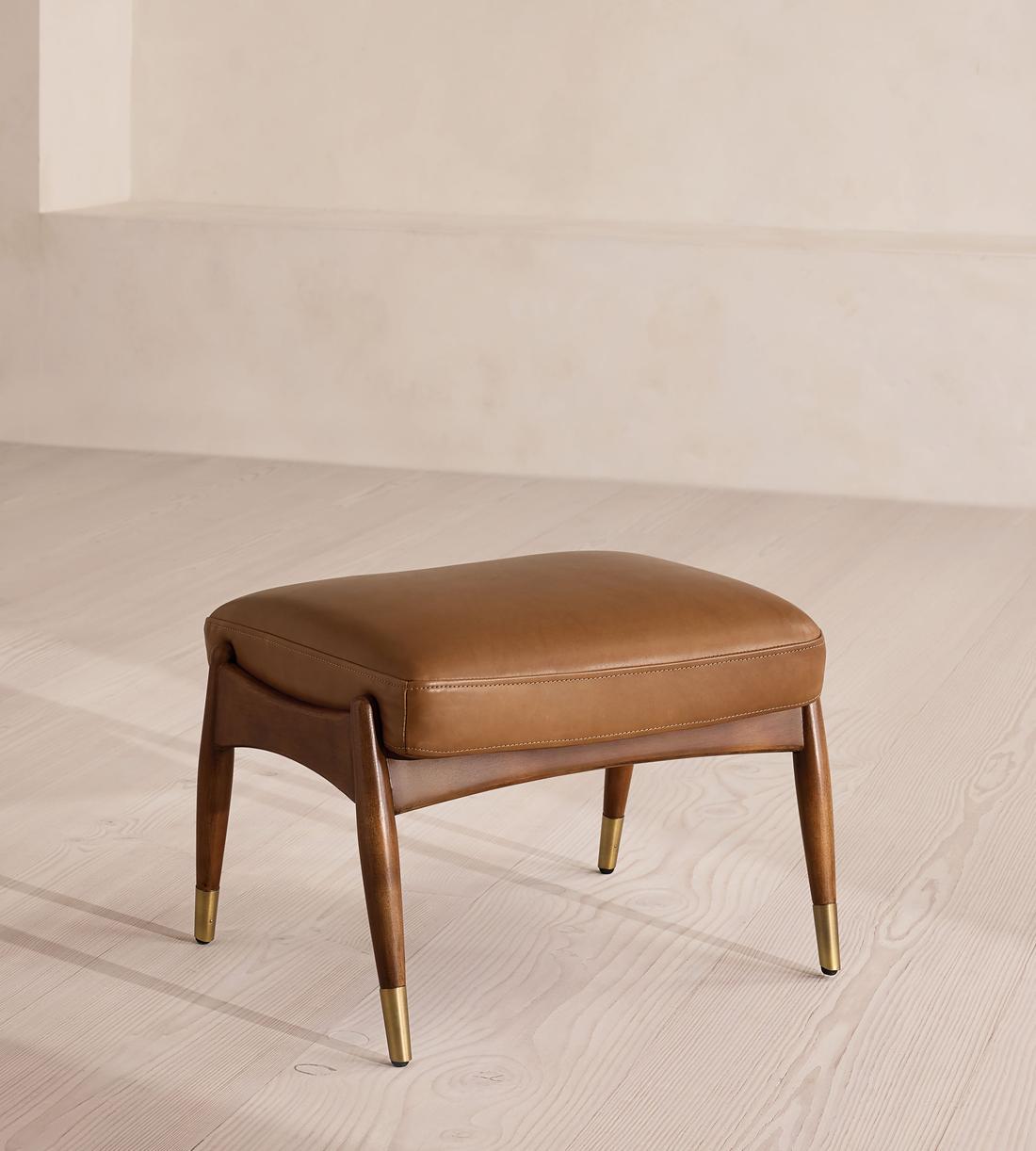 Theodore Footstool - Leather Chestnut - US - Listing - Image 1