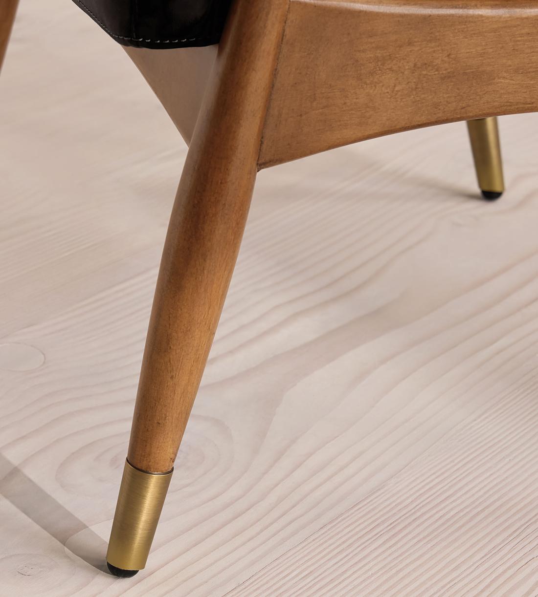 Theodore Oak Footstool Leather Virtue Black - Images - Image 5