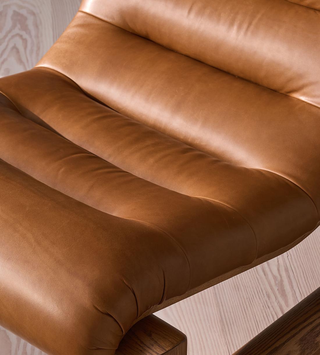 Drew Lounge Chair and Footstool - Leather - Chestnut - US - Images - Image 7