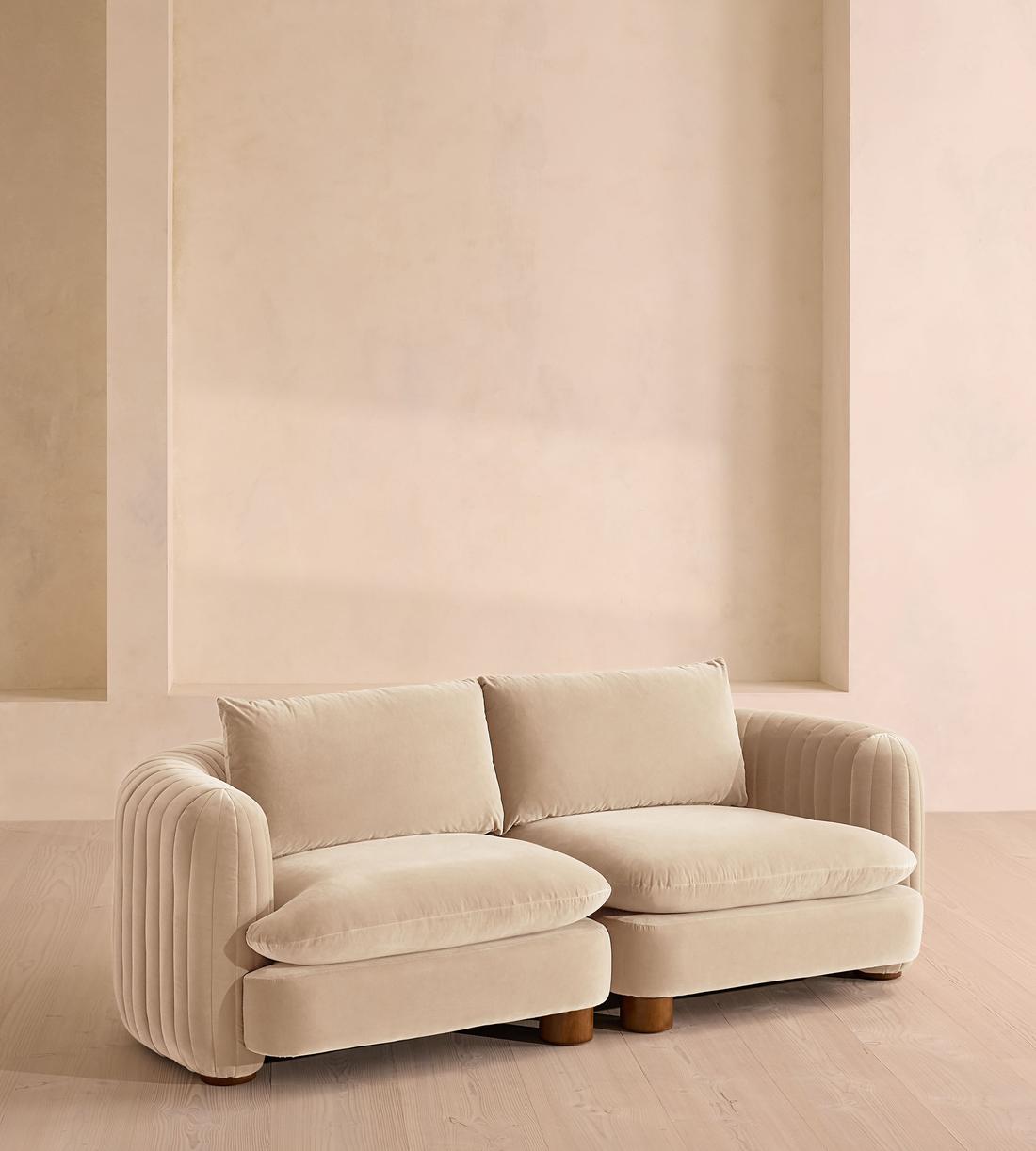 Vivienne Deeper Sit Modular Sofa - Three Seater - Velvet Porcelain UK - Listing - Image 2