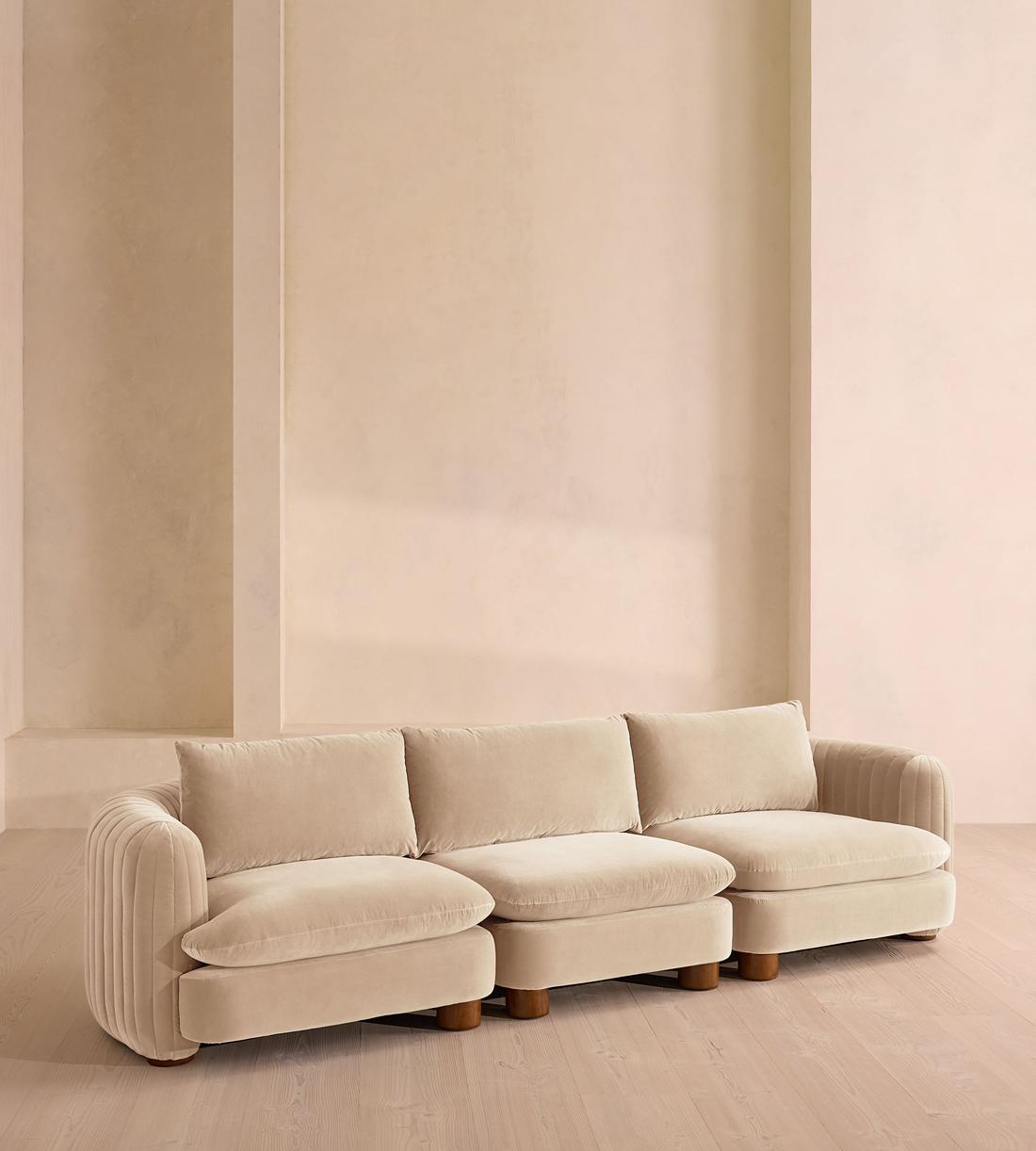 Vivienne Deeper Sit Modular Sofa - Four Seater - Velvet Porcelain UK - Listing - Image 2